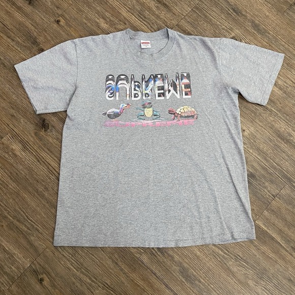 Supreme Friends‎ Turtle Duck Frog Gray T-Shirt Mens Large L - Picture 1 of 4